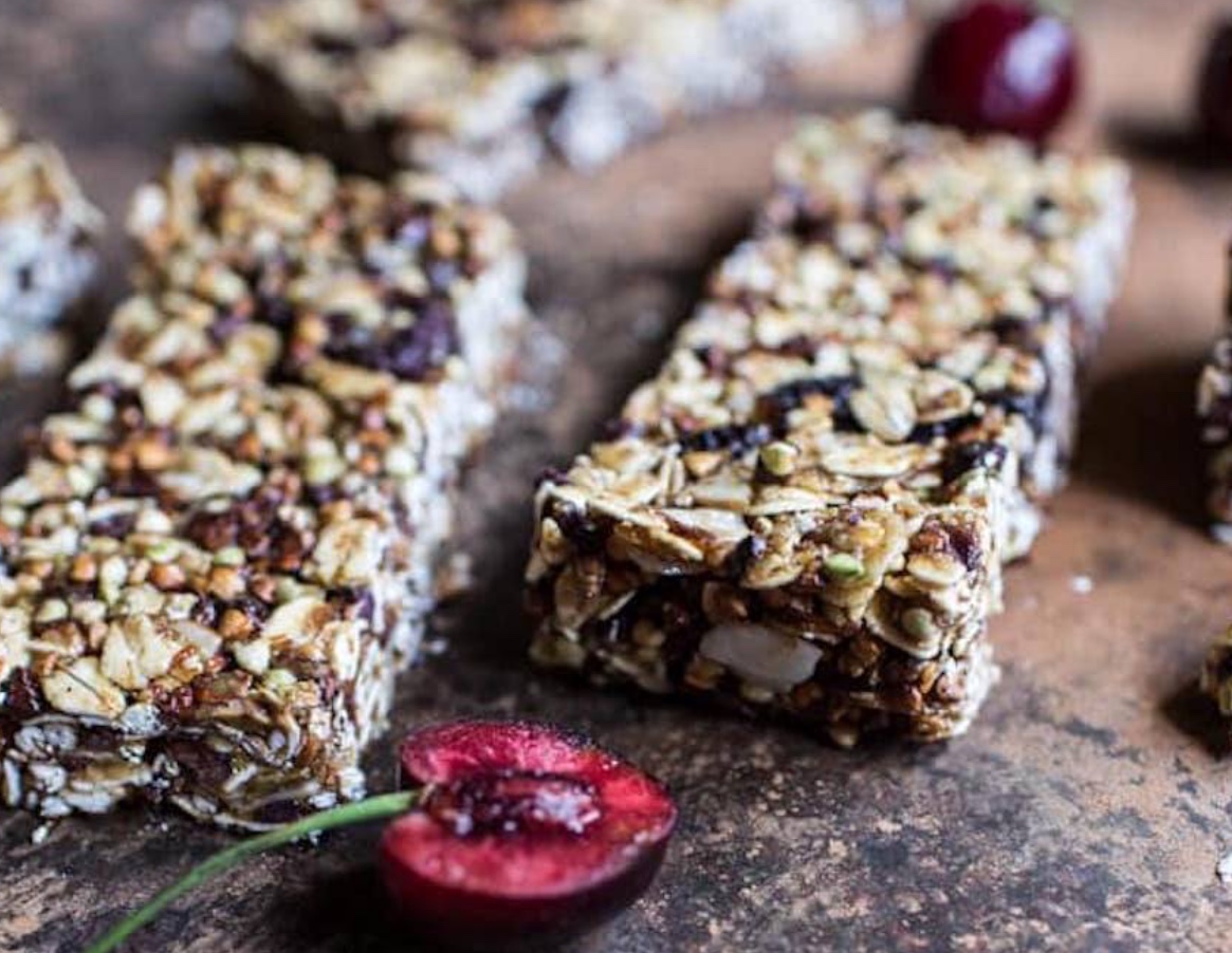 A close up of some granola bars on a table
