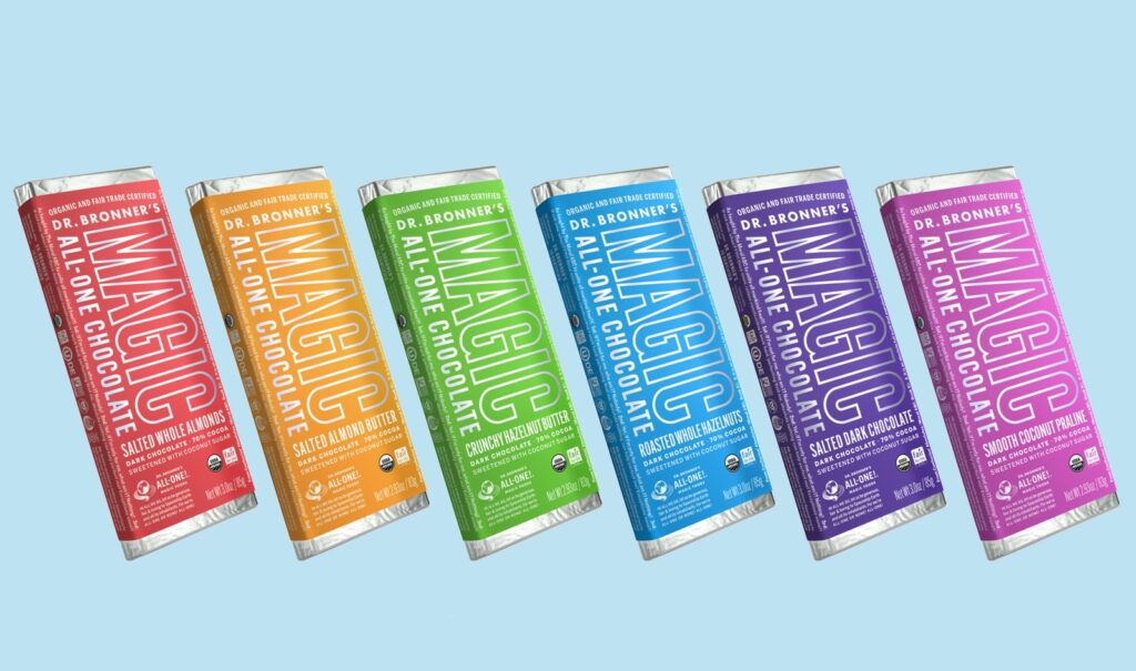 Dr. Bronner Soaps launches Vegan Chocolate Candy Bars Chocolate